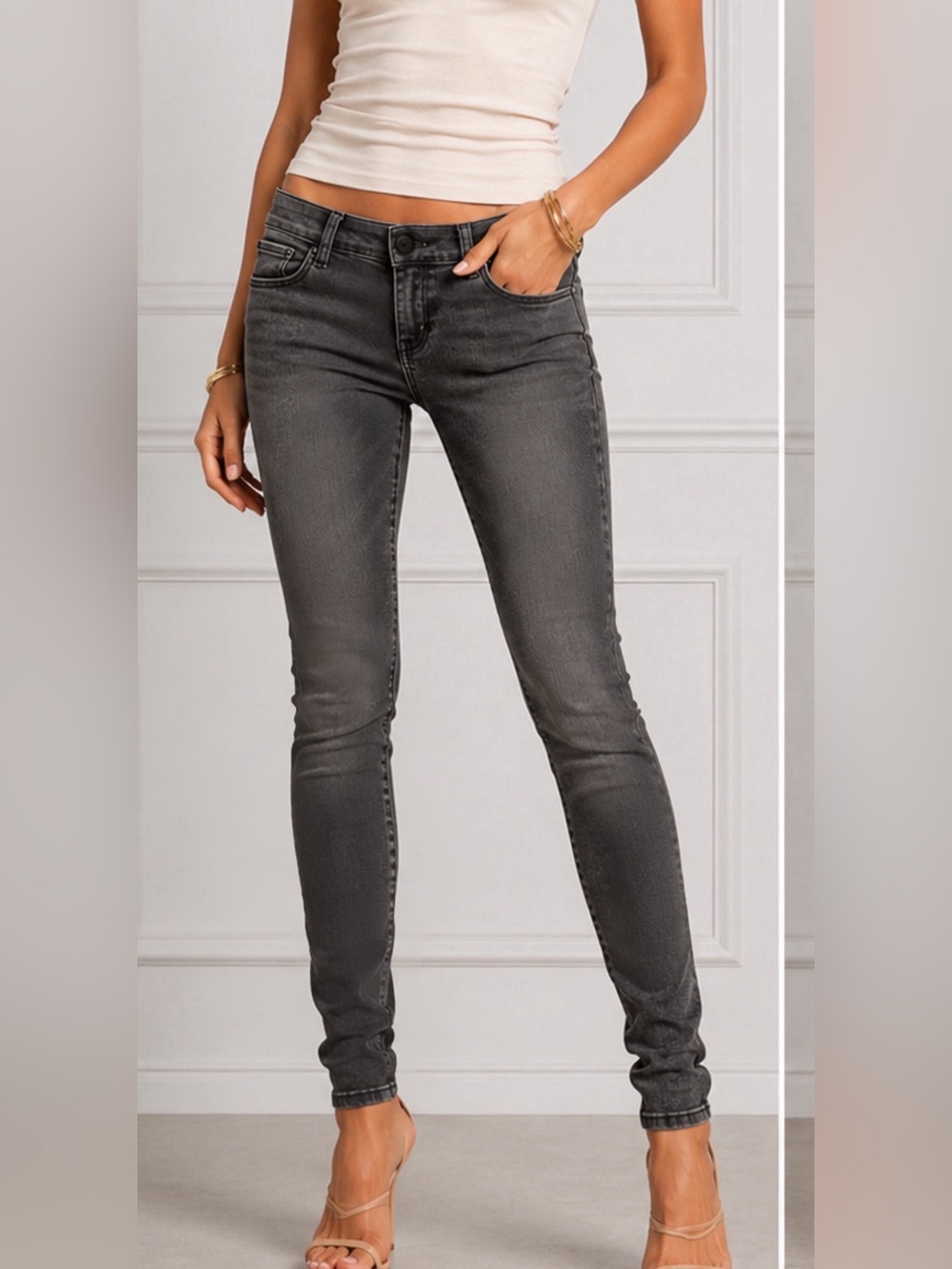 White House Black Market Charcoal Gray Skinny Jeans